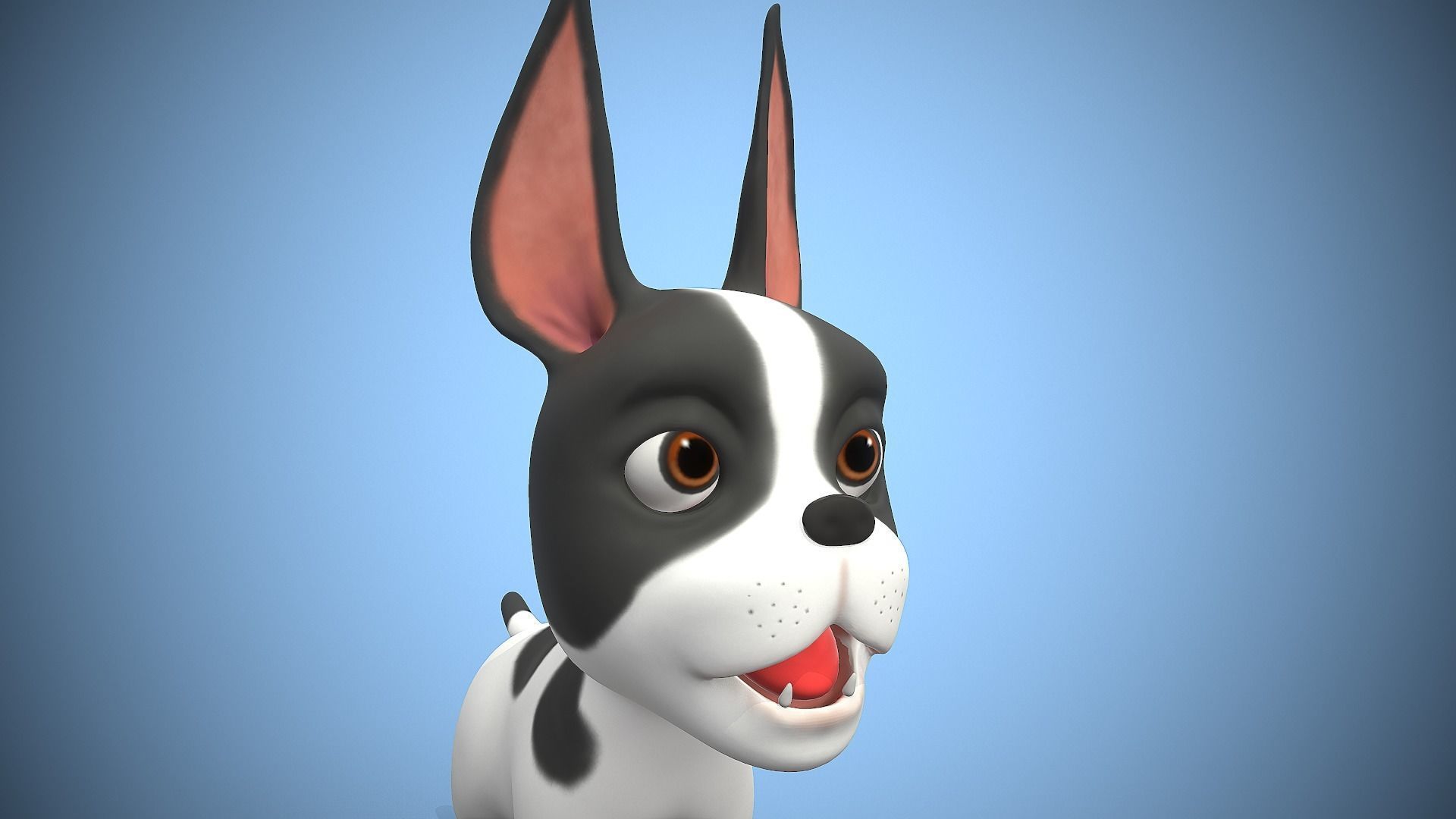 cartoon frenchie puppy Low-poly 3D model_9