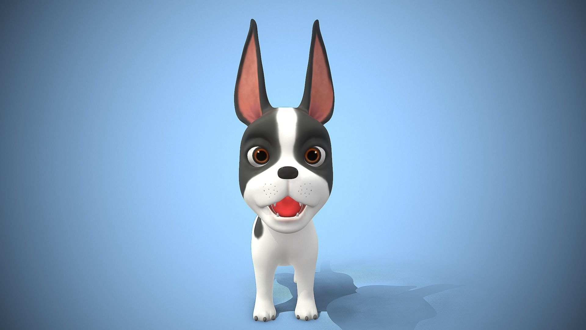 cartoon frenchie puppy Low-poly 3D model_8