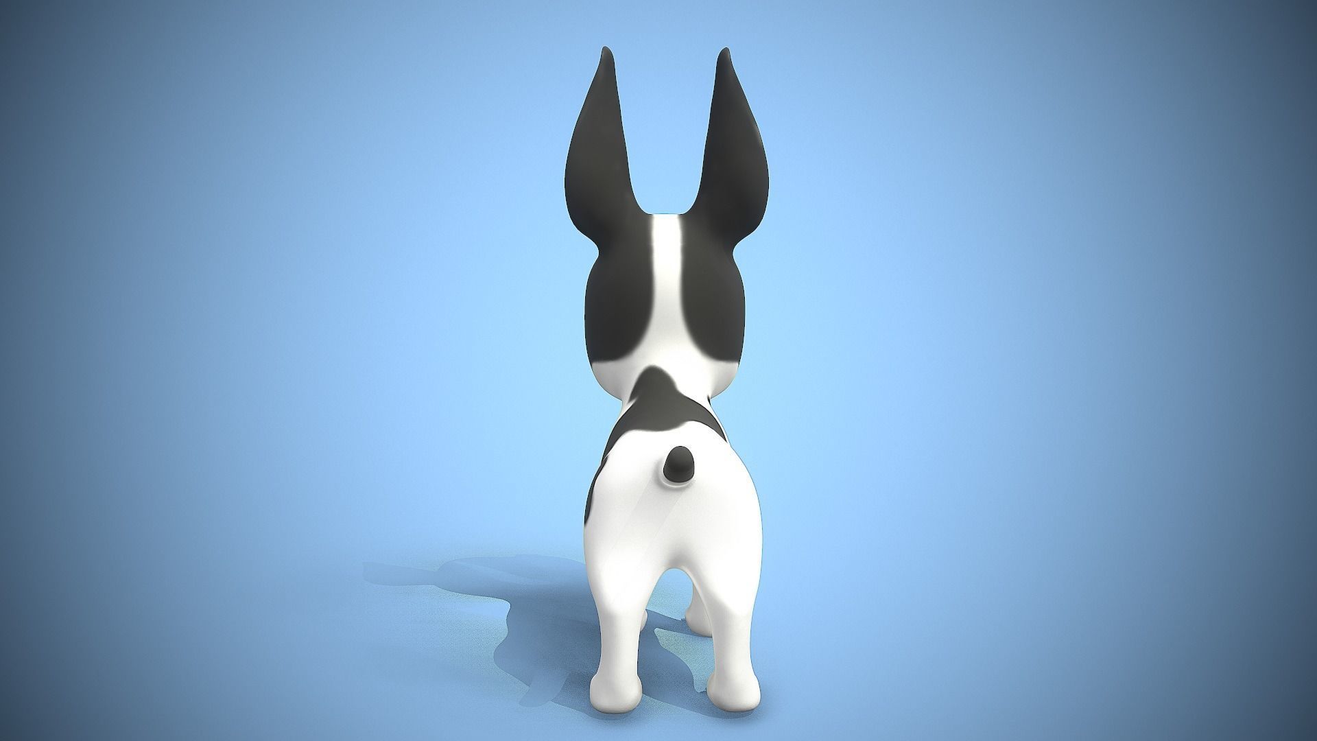 cartoon frenchie puppy Low-poly 3D model_5