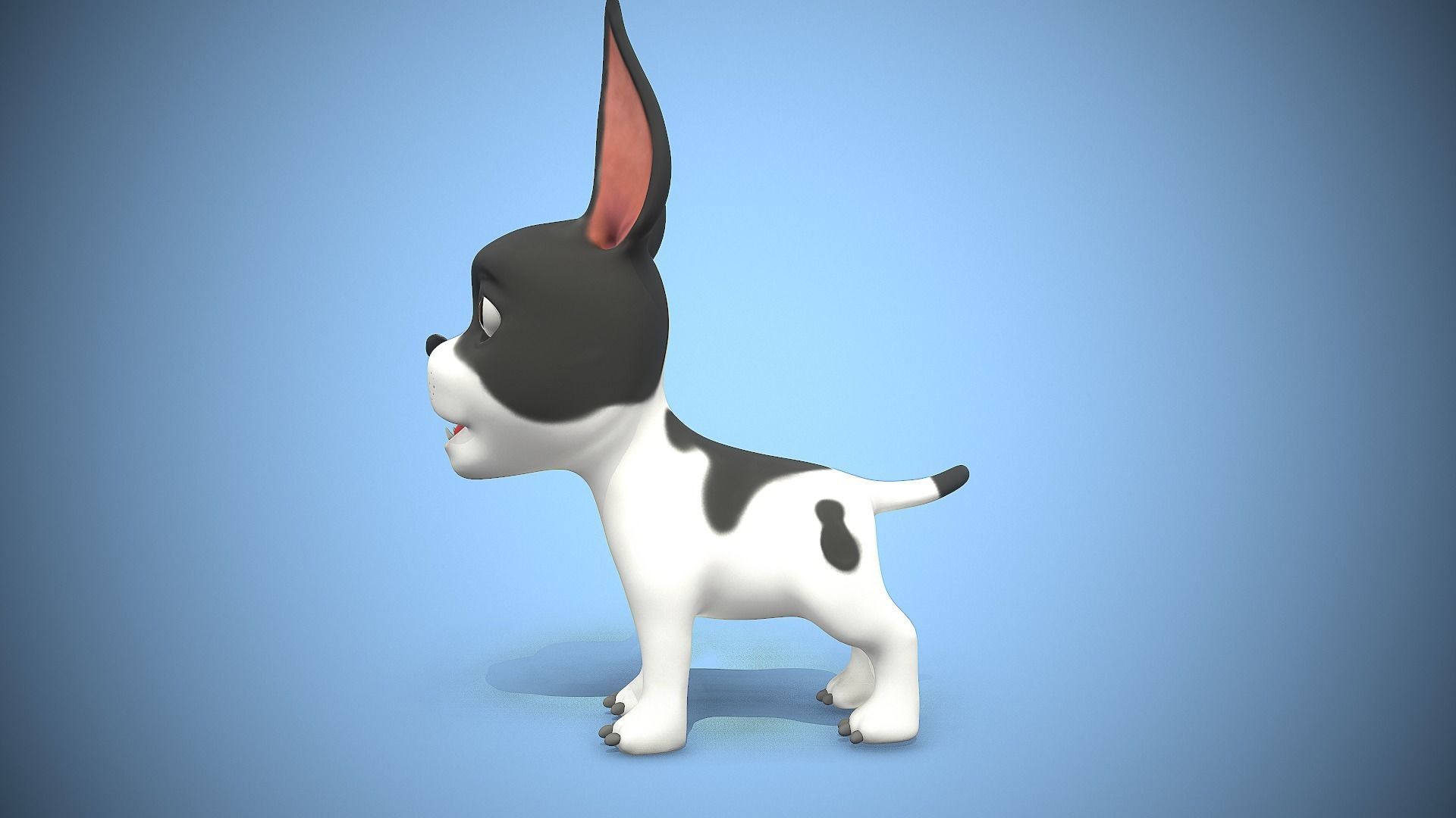 cartoon frenchie puppy Low-poly 3D model_7