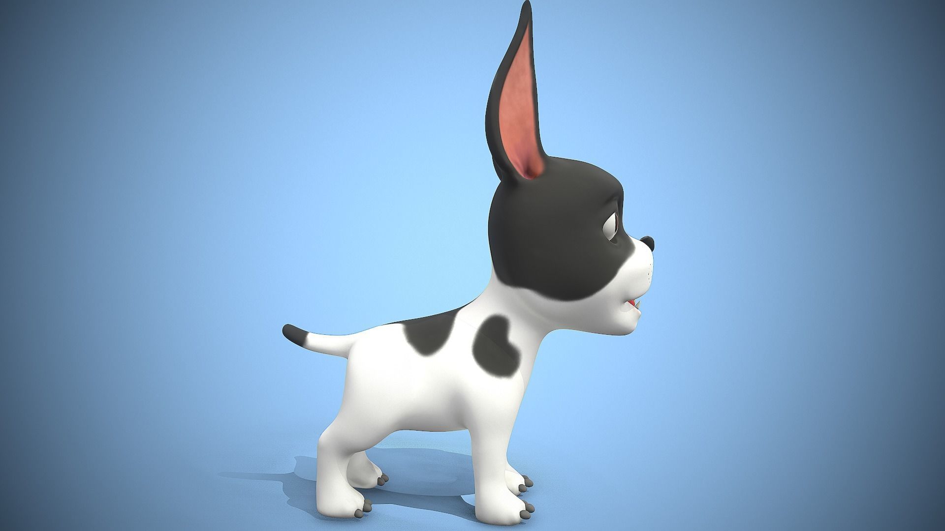cartoon frenchie puppy Low-poly 3D model_3