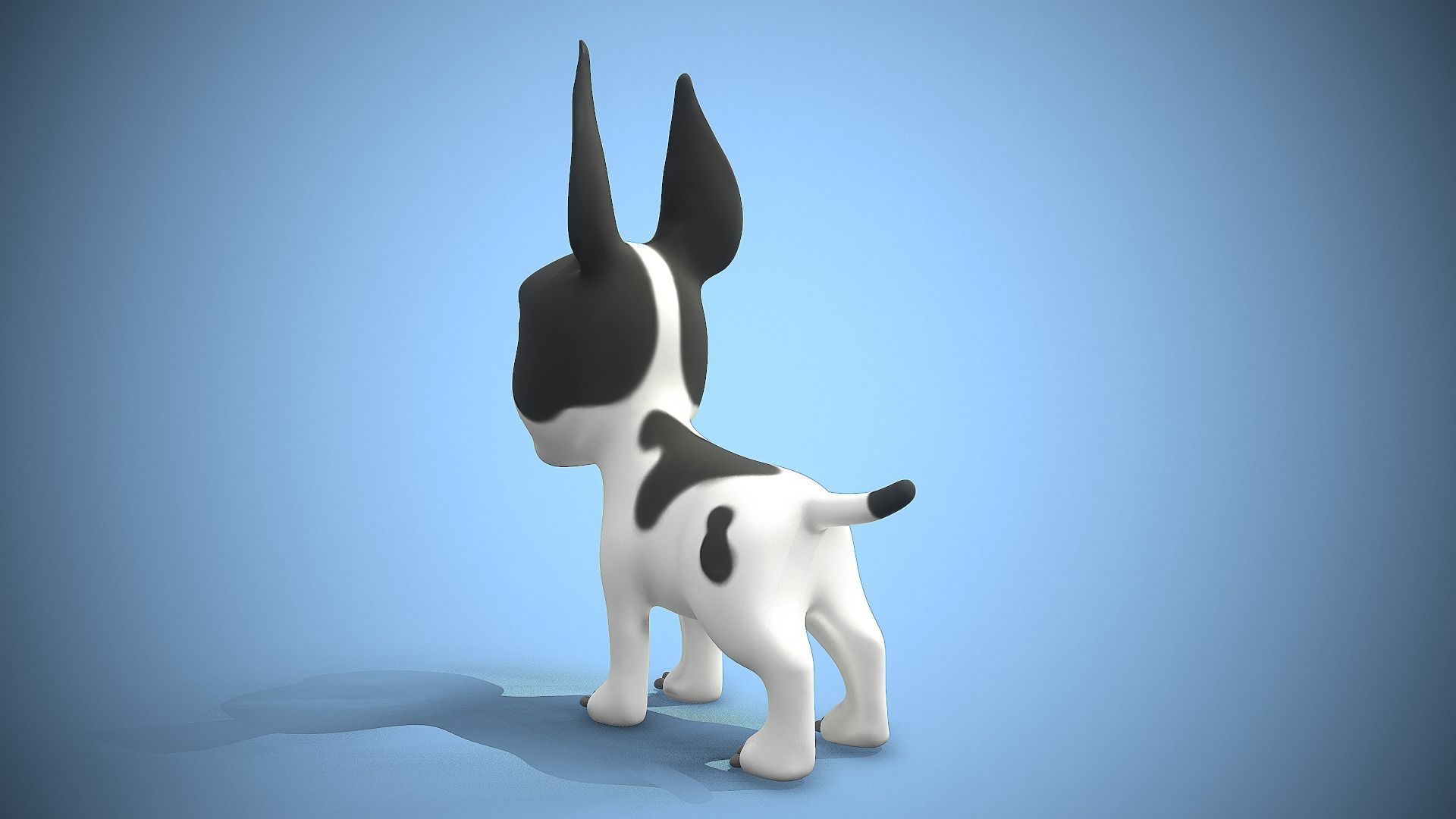 cartoon frenchie puppy Low-poly 3D model_6