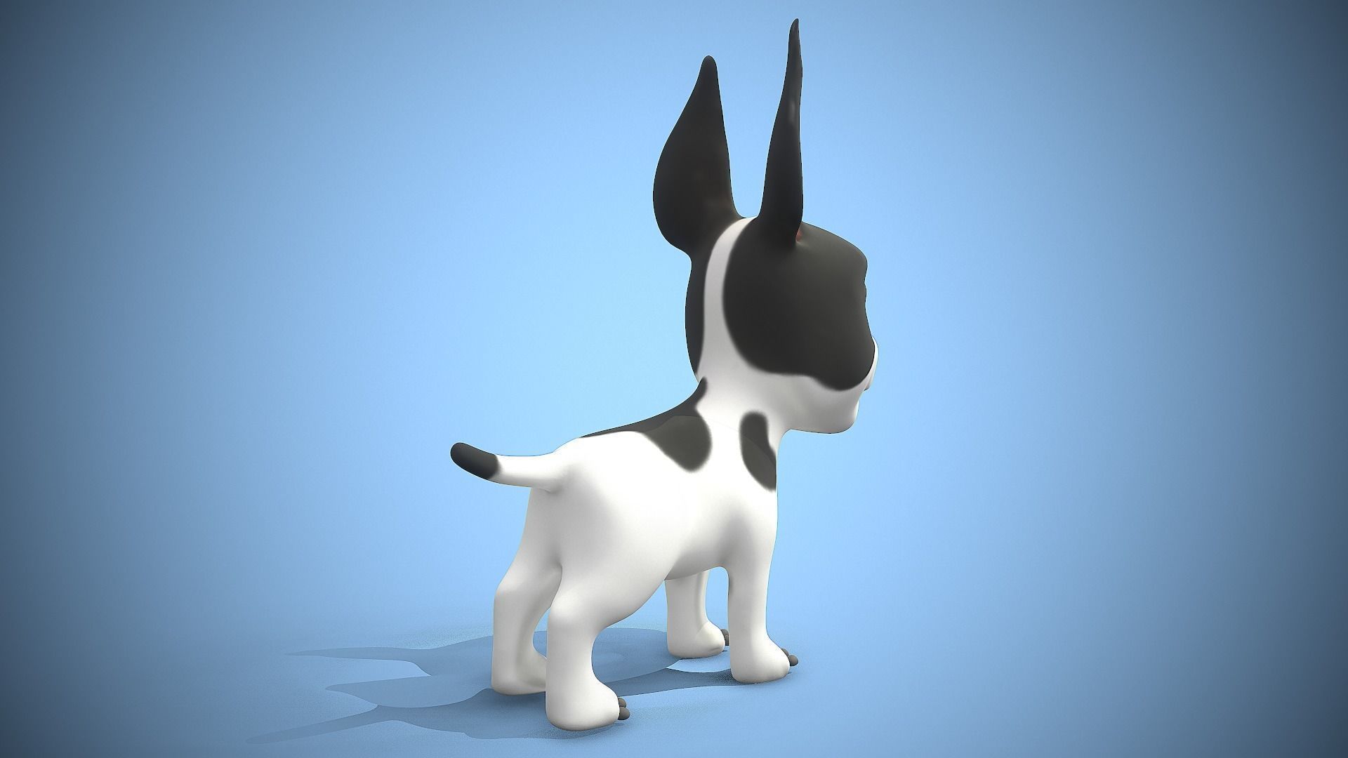 cartoon frenchie puppy Low-poly 3D model_4