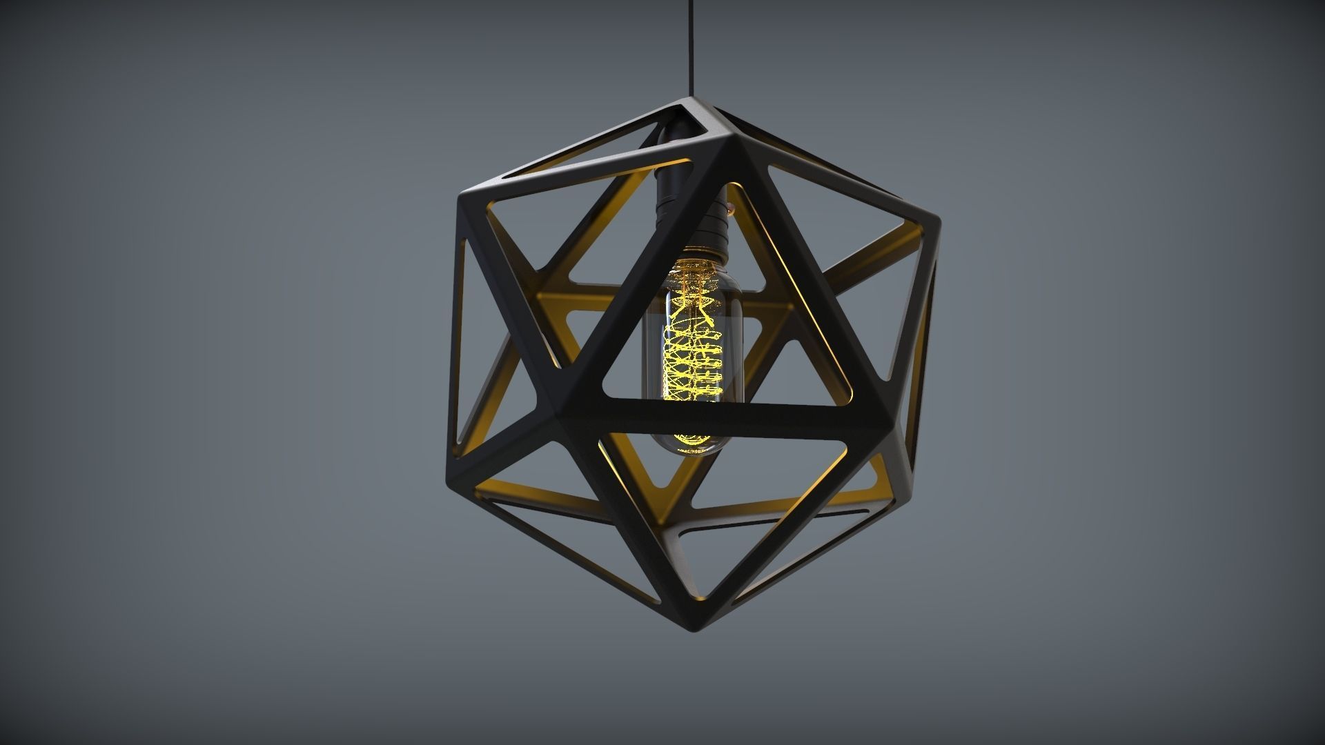 Icosahedron Lamp D250 mm 3D print model_1