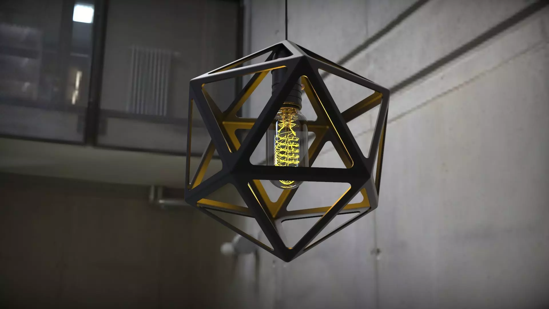 Icosahedron Lamp D250 mm 3D print model_0