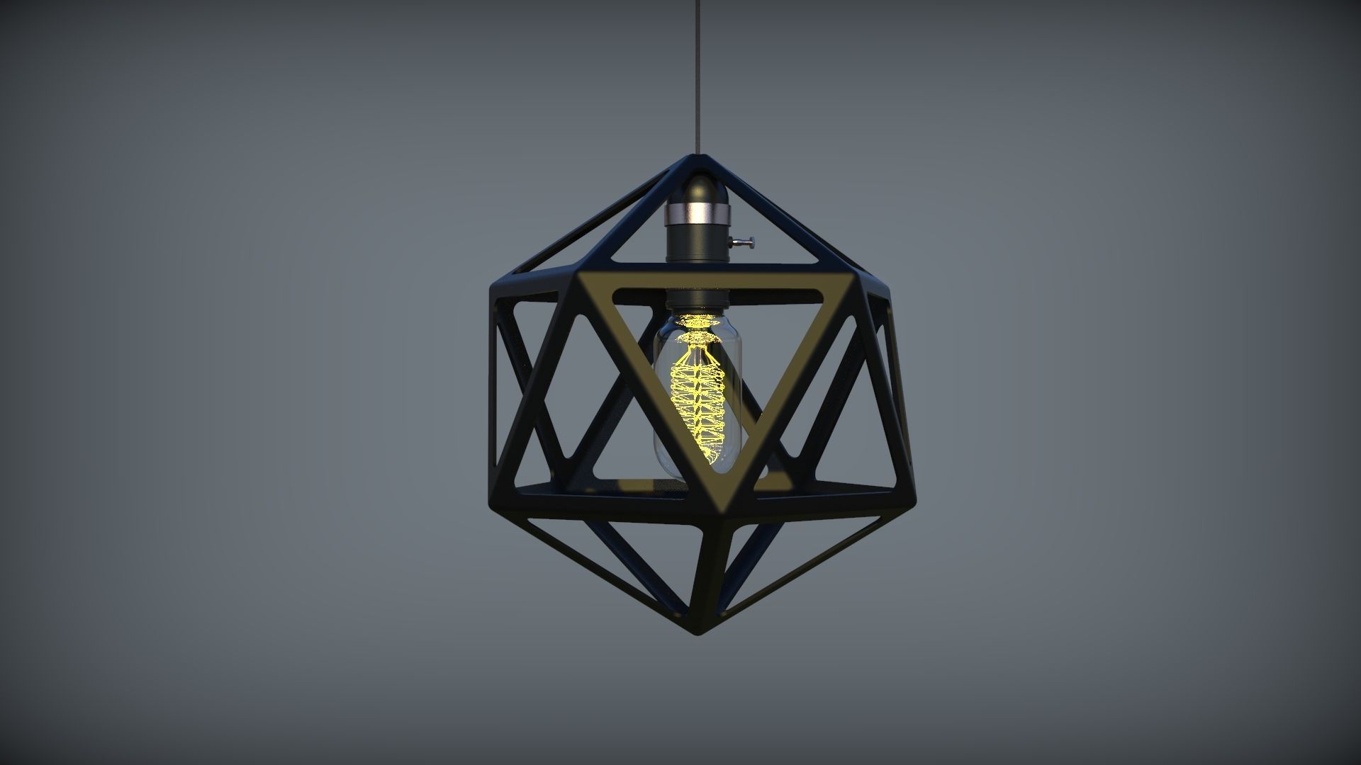 Icosahedron Lamp D250 mm 3D print model_2