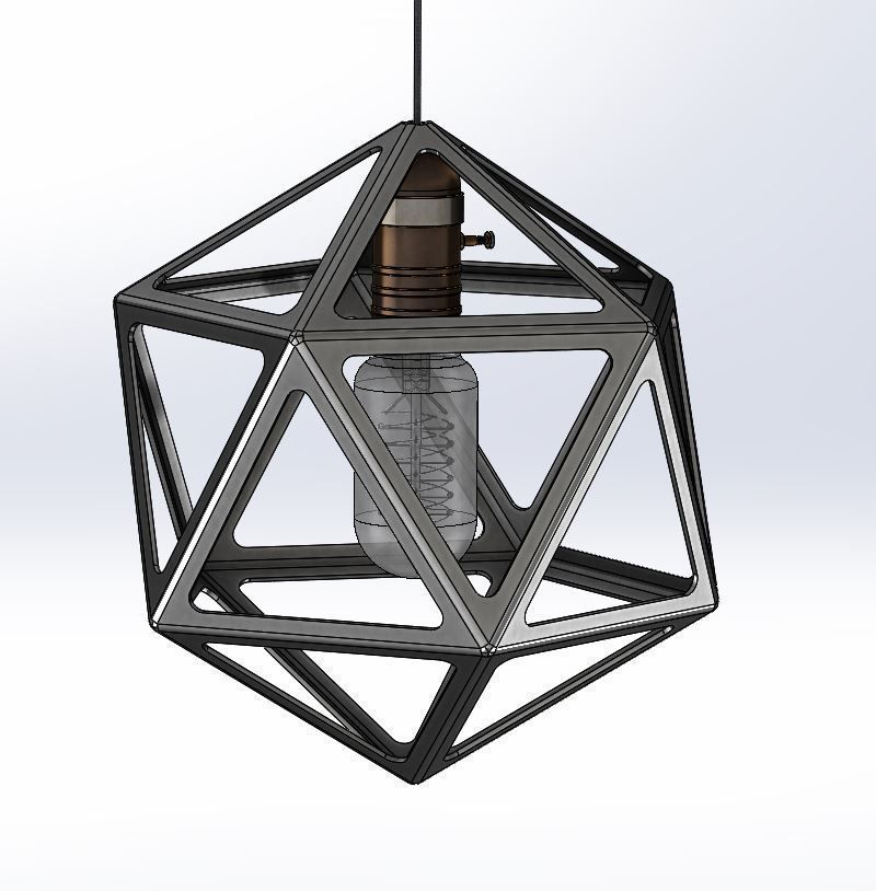 Icosahedron Lamp D250 mm 3D print model_7