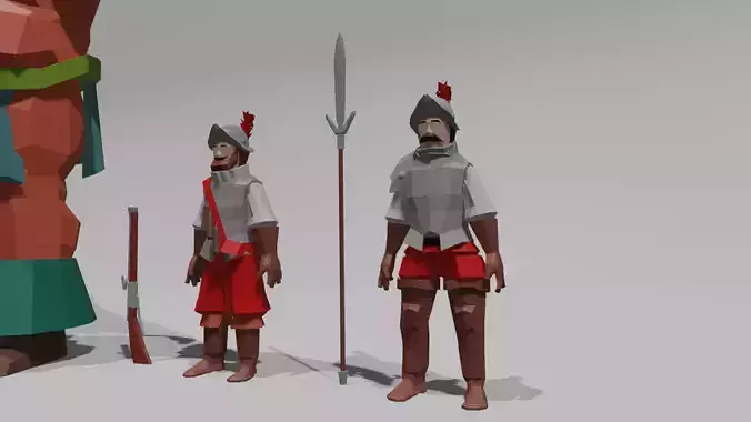 Low poly characters roman soldier Low-poly 3D model