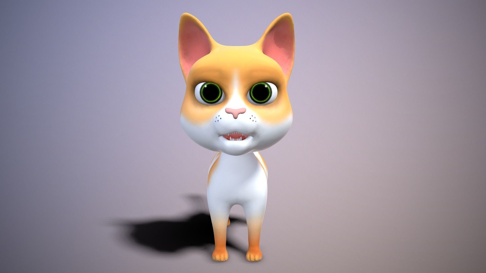 cartoon yong cat Low-poly 3D model_9