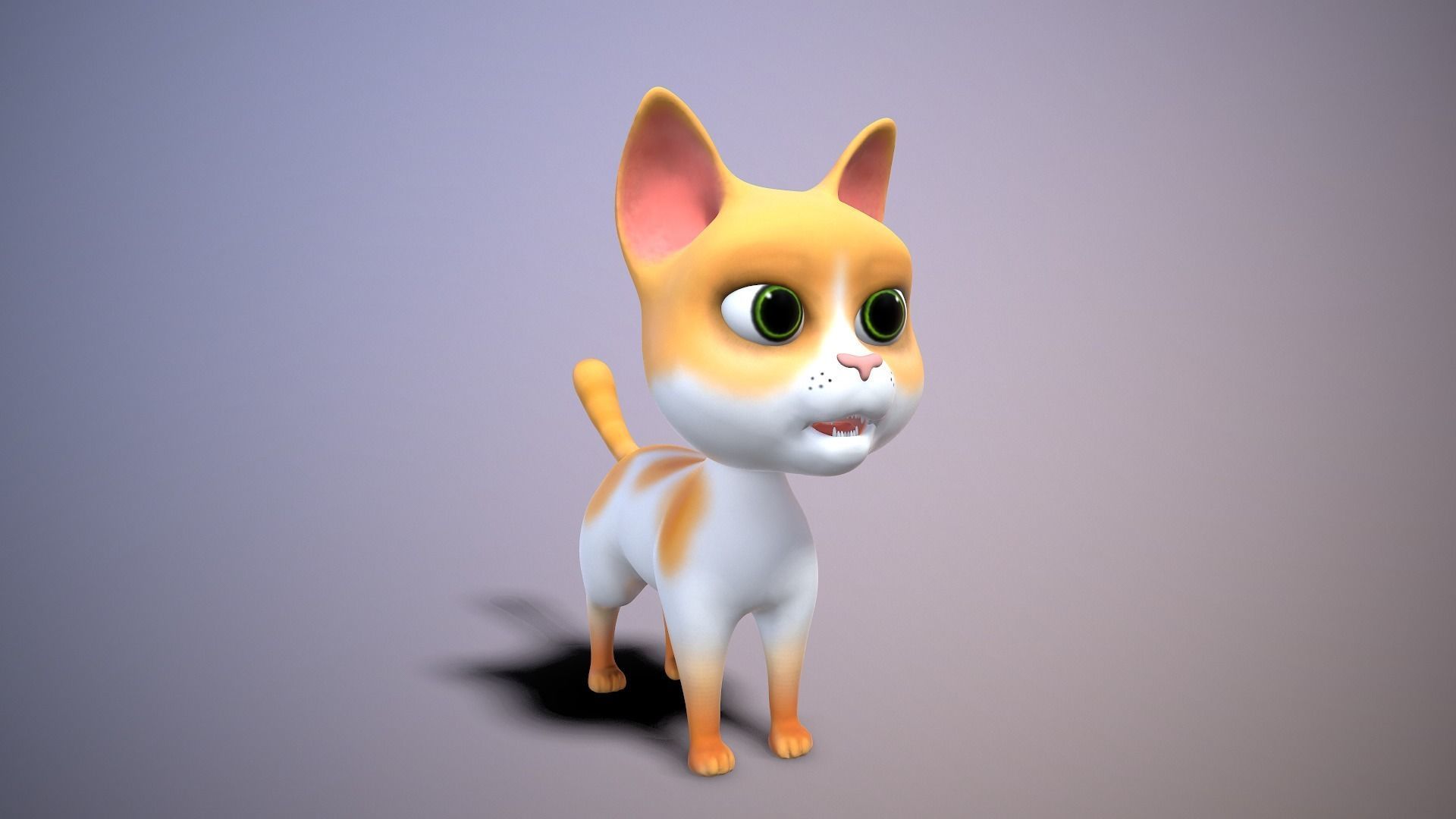 cartoon yong cat Low-poly 3D model_3
