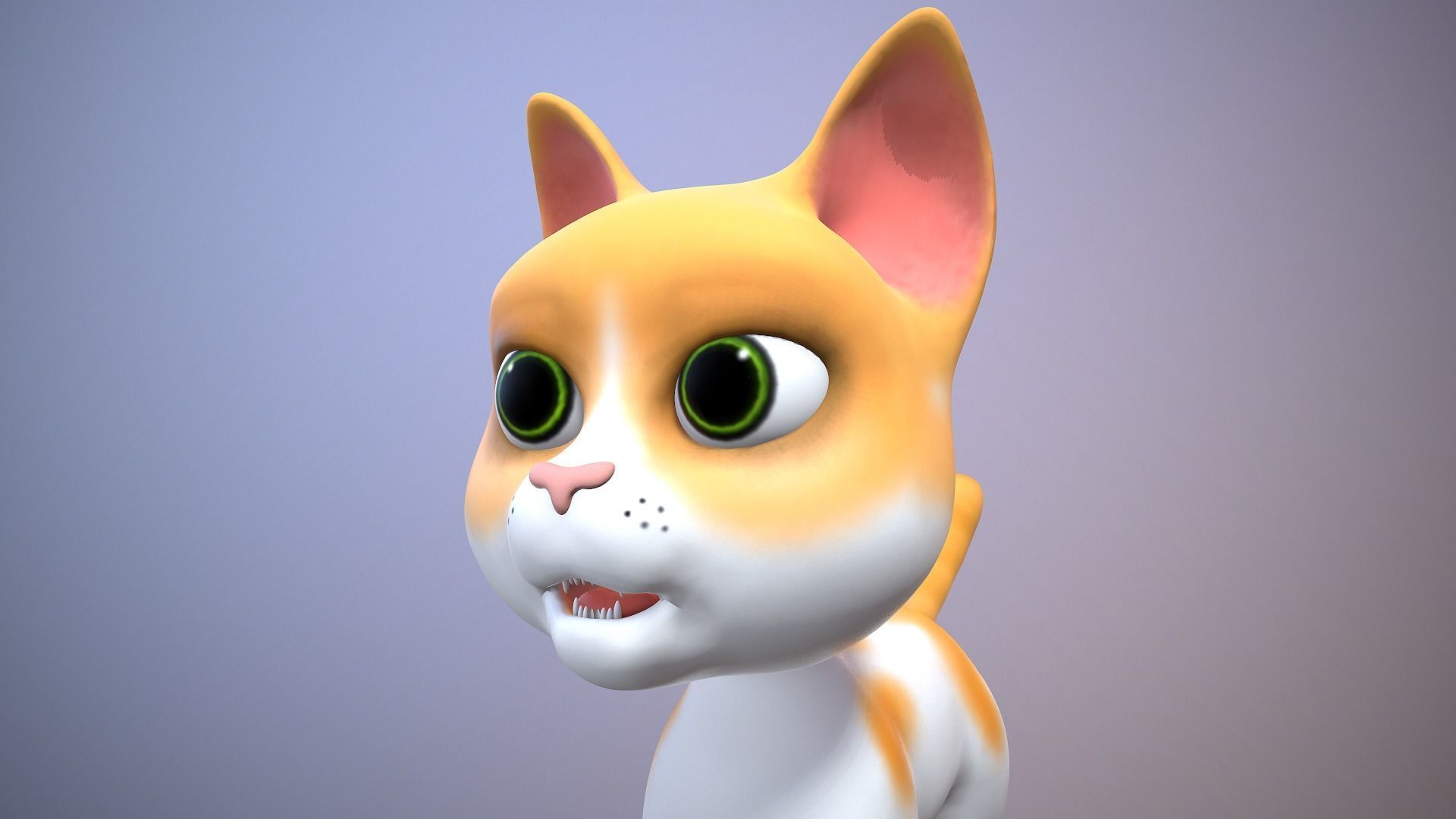 cartoon yong cat Low-poly 3D model_10