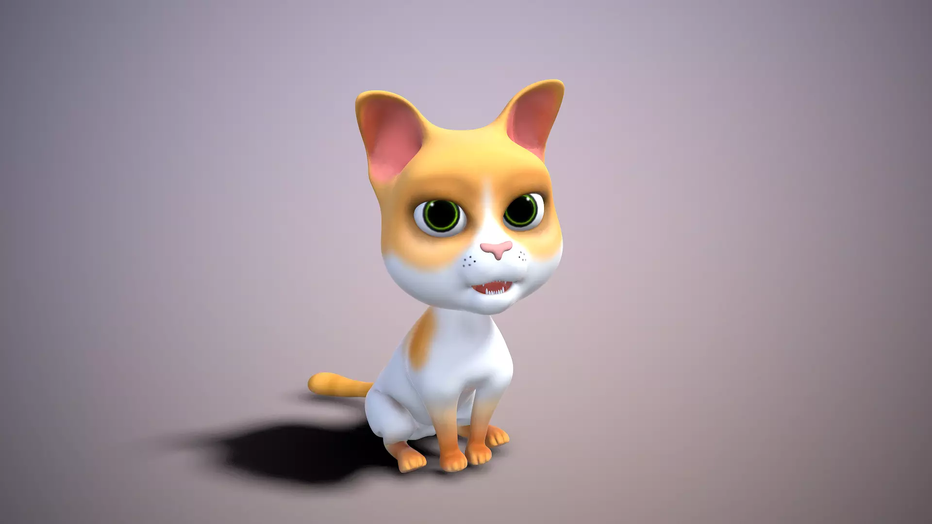 cartoon yong cat Low-poly 3D model_0