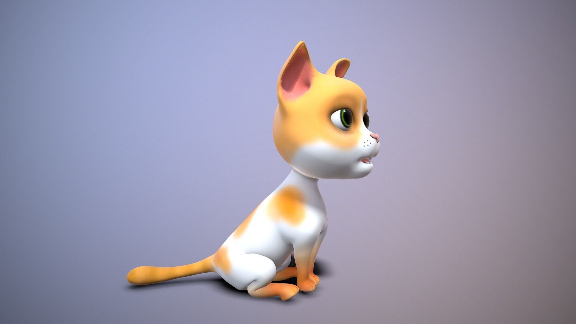 cartoon yong cat Low-poly 3D model_2