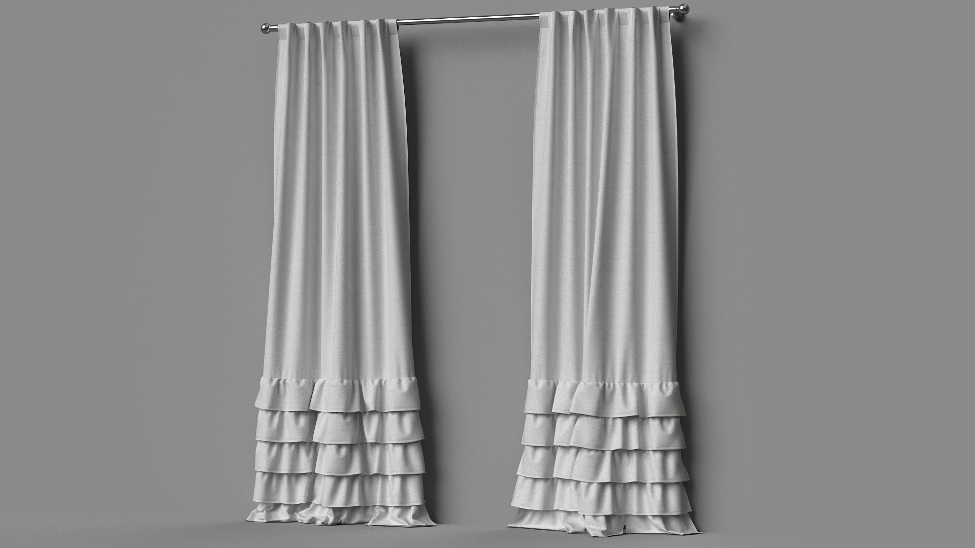 Evelyn Ruffle Bottom Curtain Panel 3D model_2