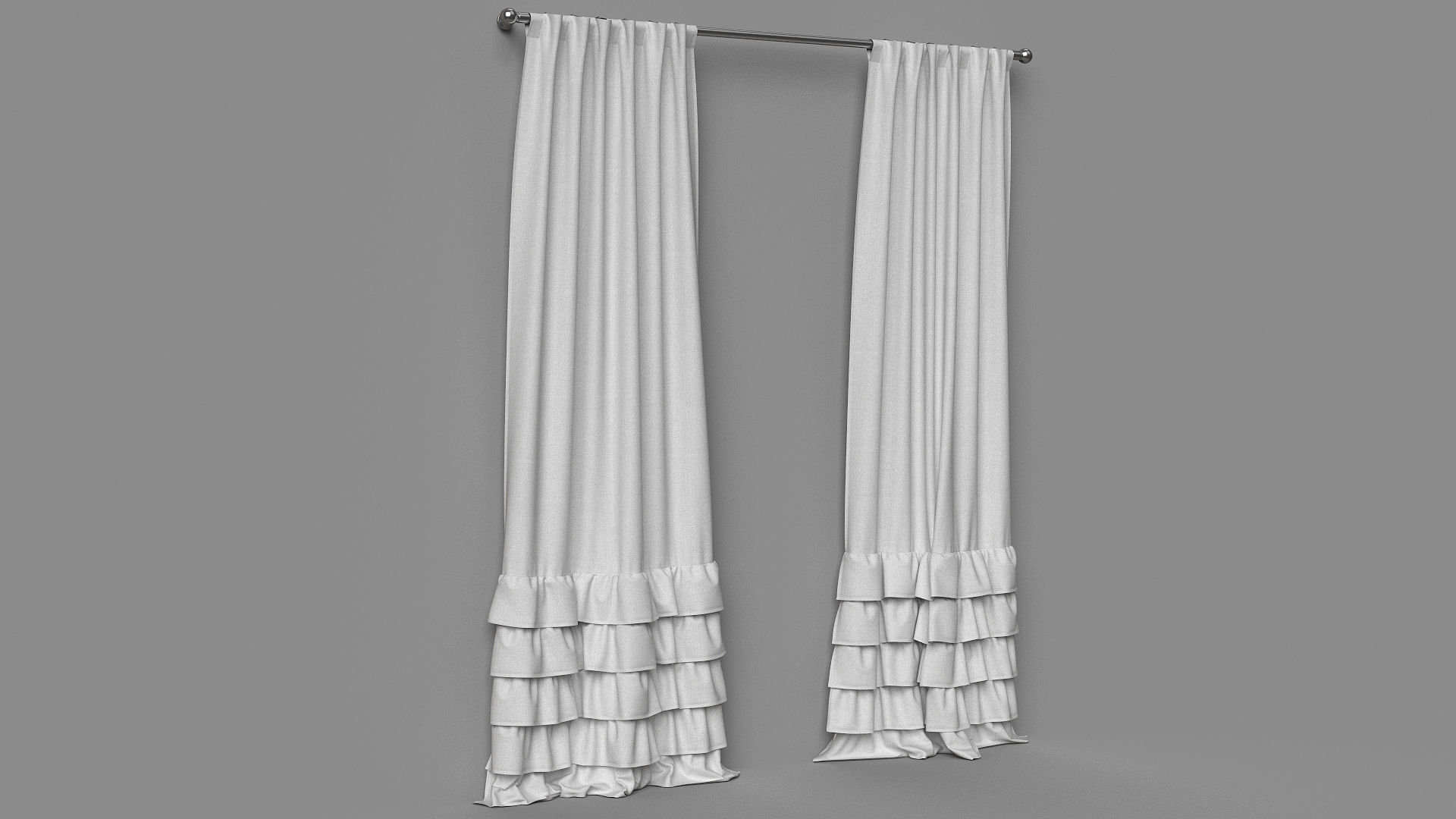 Evelyn Ruffle Bottom Curtain Panel 3D model_4