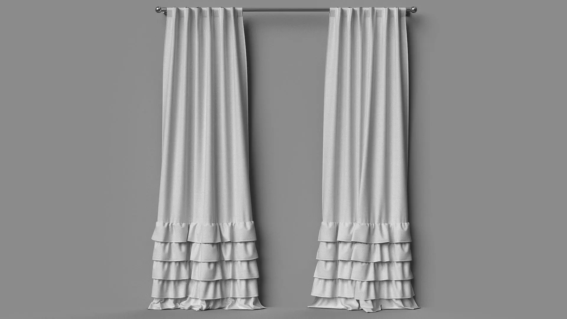 Evelyn Ruffle Bottom Curtain Panel 3D model_0