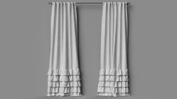 Evelyn Ruffle Bottom Curtain Panel 3D model