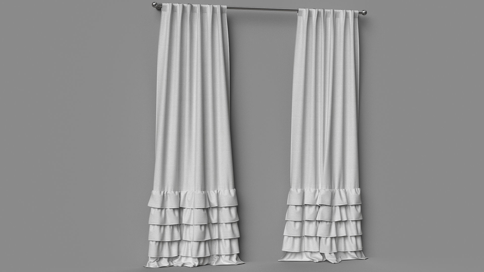 Evelyn Ruffle Bottom Curtain Panel 3D model_1