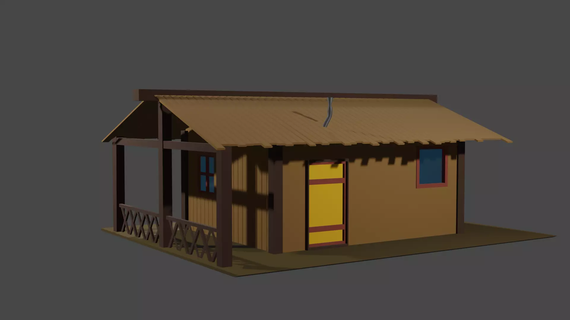 Beach Cabin Free low-poly 3D model_0