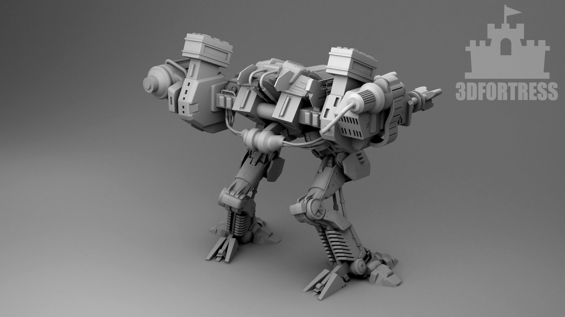 Robot - two guns 3D print model_2