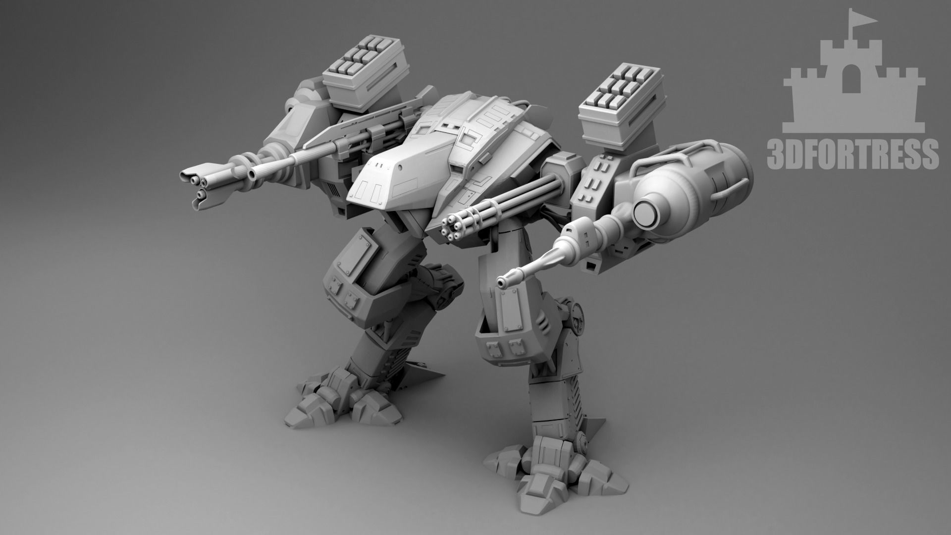 Robot - two guns 3D print model_1