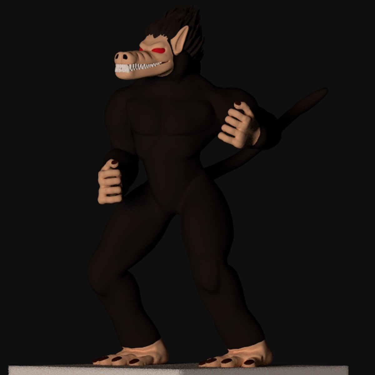 Ozaru gorilla with eyes and hair Low-poly 3D model_4