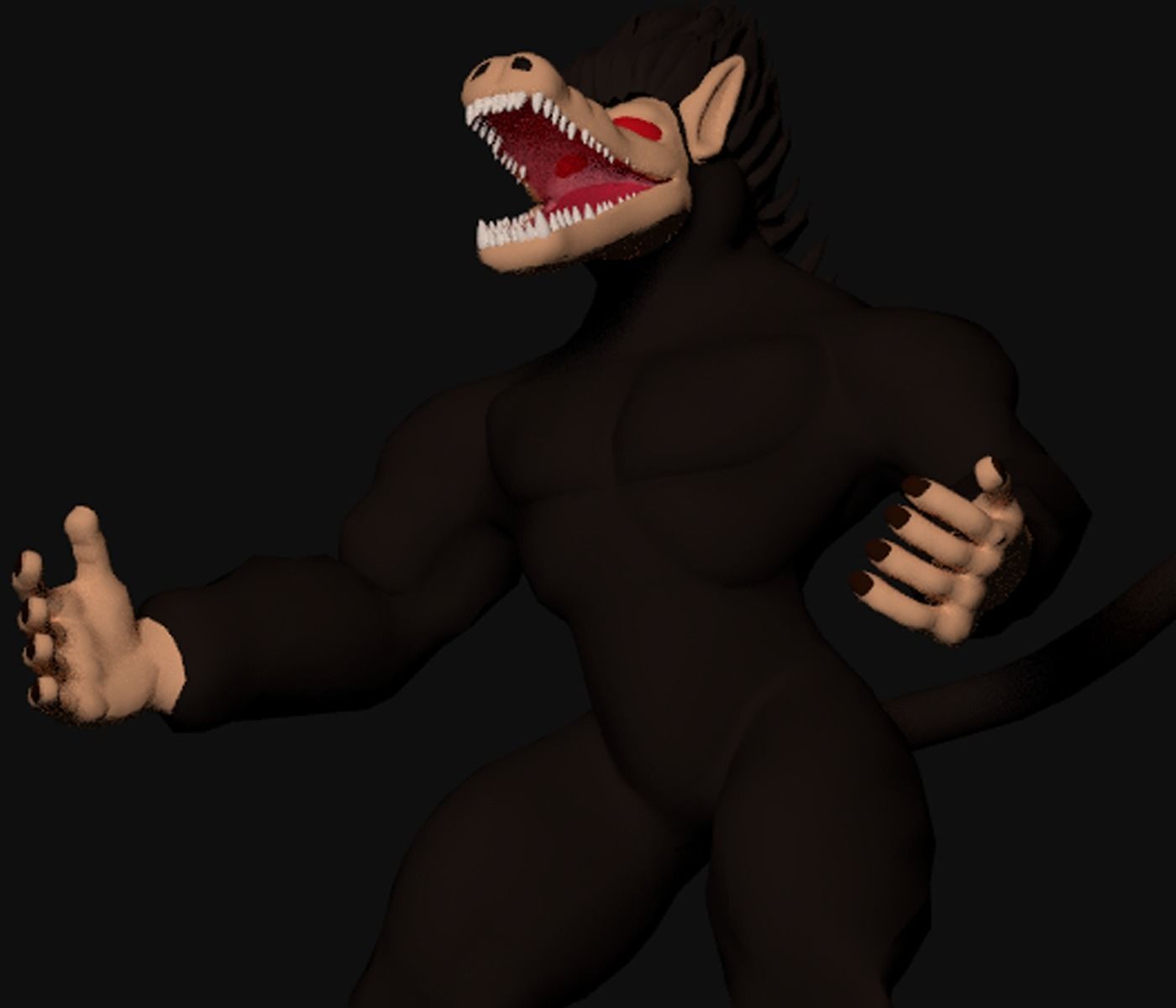 Ozaru gorilla with eyes and hair Low-poly 3D model_2