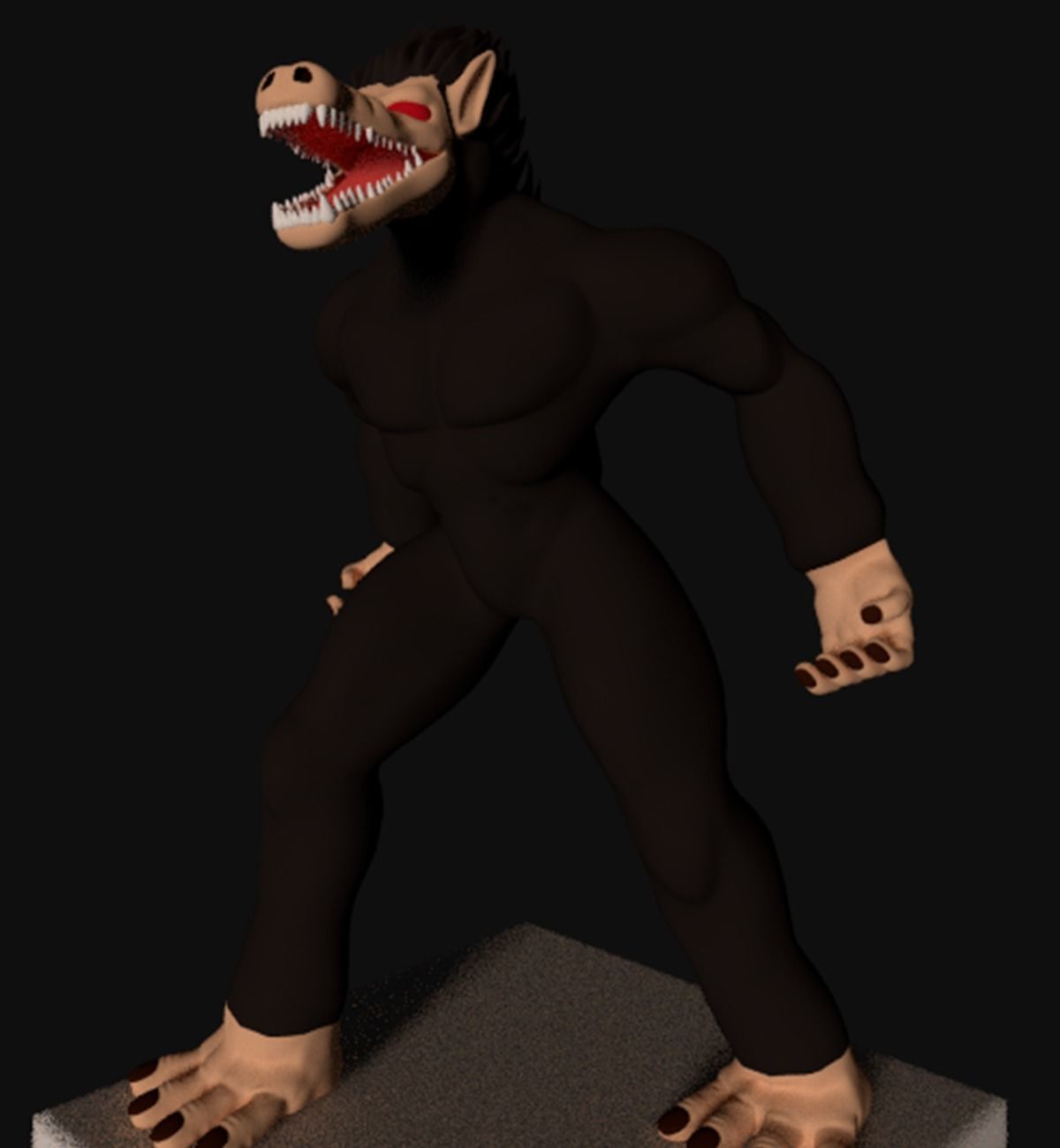 Ozaru gorilla with eyes and hair Low-poly 3D model_6