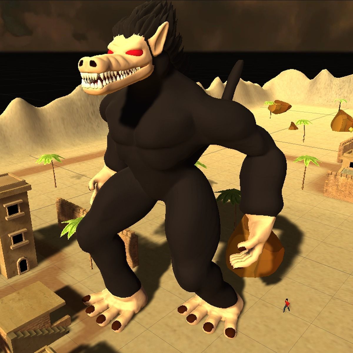 Ozaru gorilla with eyes and hair Low-poly 3D model_5