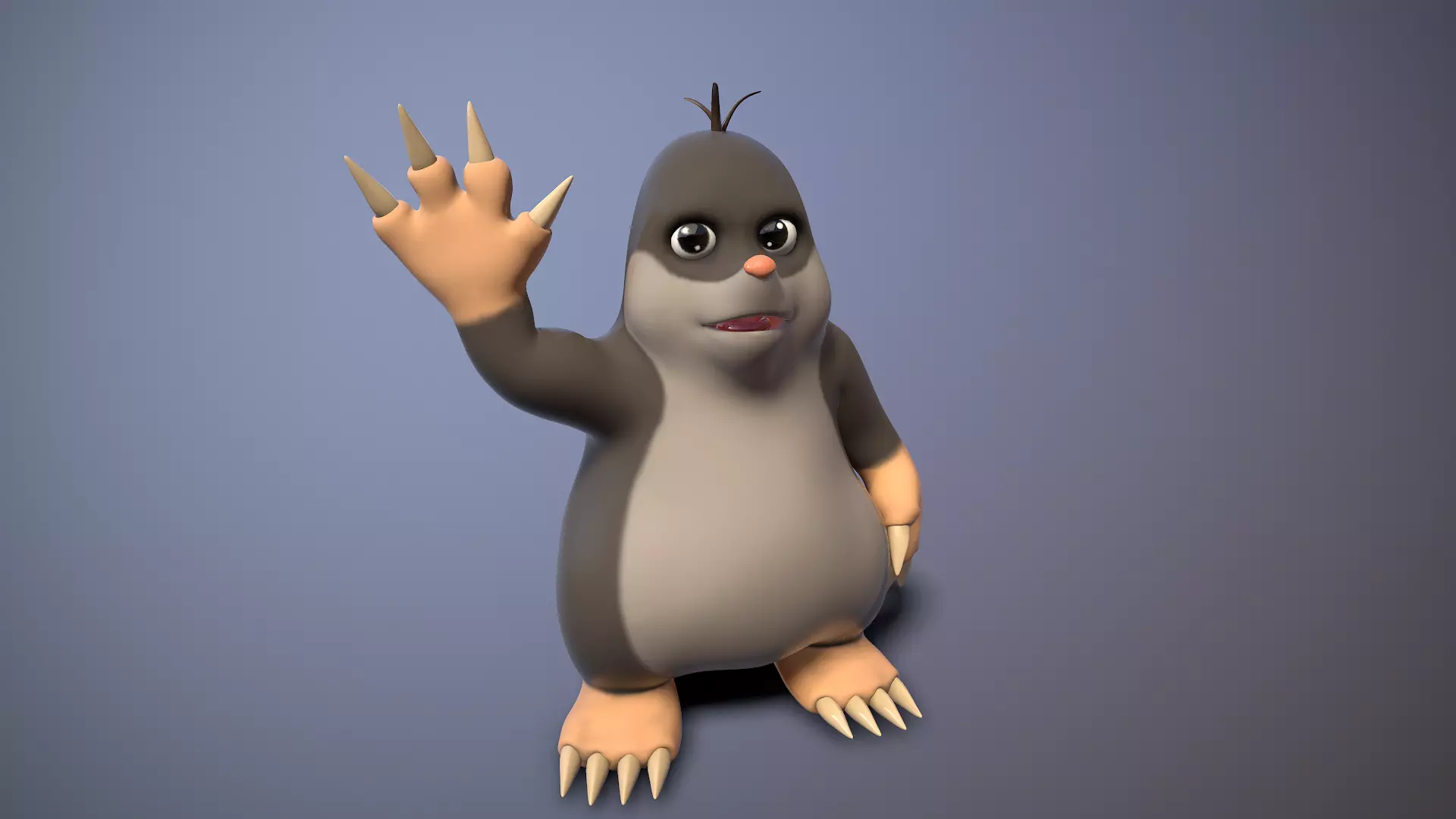 cartoon mole Low-poly 3D model