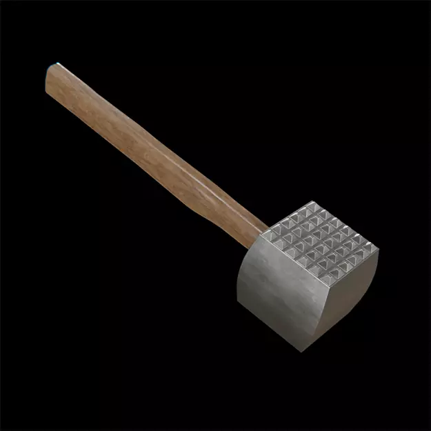 Meat Tenderizer Mallet Aluminum Head Hardwood Low-poly 3D model
