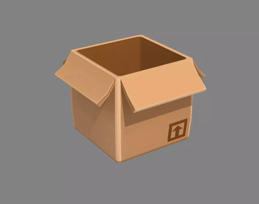 Cartoon cardboard box Low-poly 3D model_0