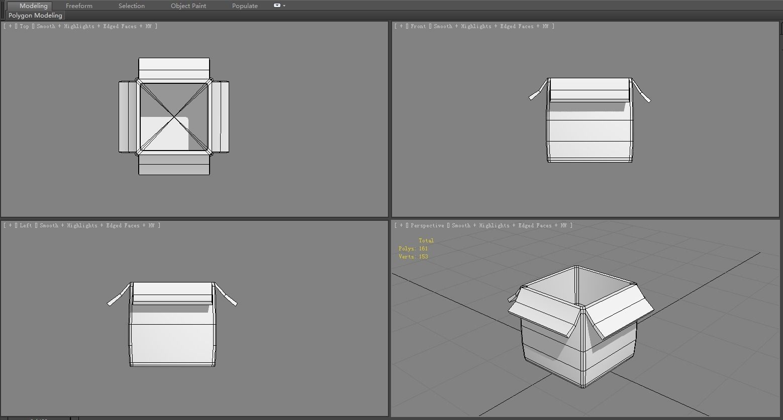 Cartoon cardboard box Low-poly 3D model_5