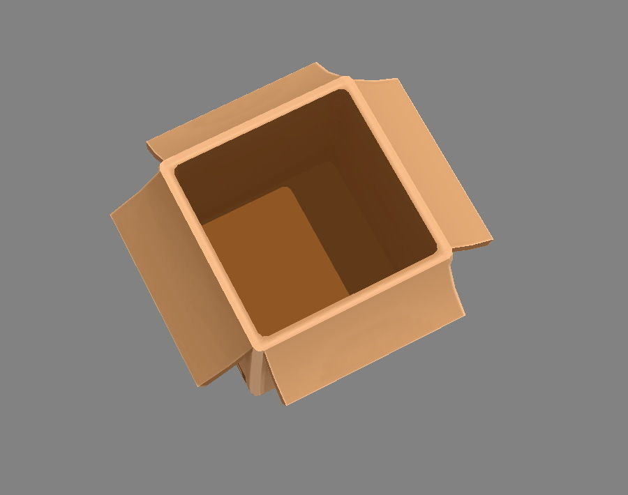 Cartoon cardboard box Low-poly 3D model_1