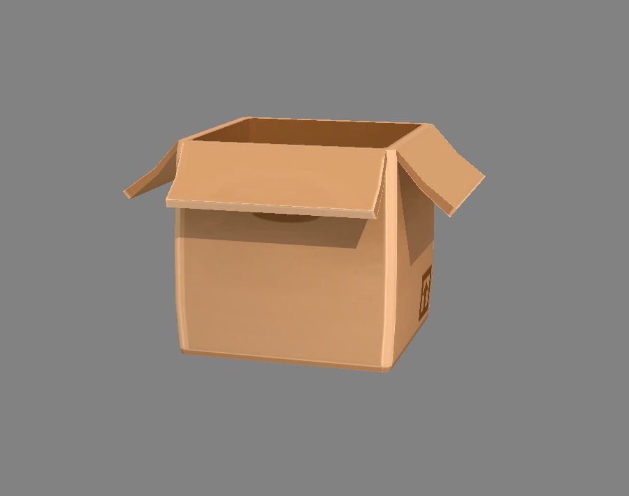 Cartoon cardboard box Low-poly 3D model_2