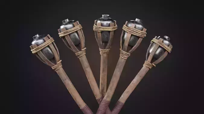 Standing Fire Torch Low-poly 3D model