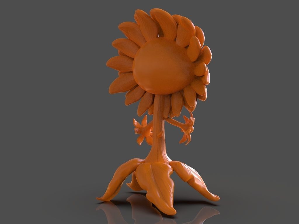 Sunflower from Plants VS Zombies and ZBrush timelapse 3D print model_6