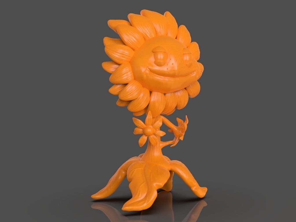 Sunflower from Plants VS Zombies and ZBrush timelapse 3D print model_9
