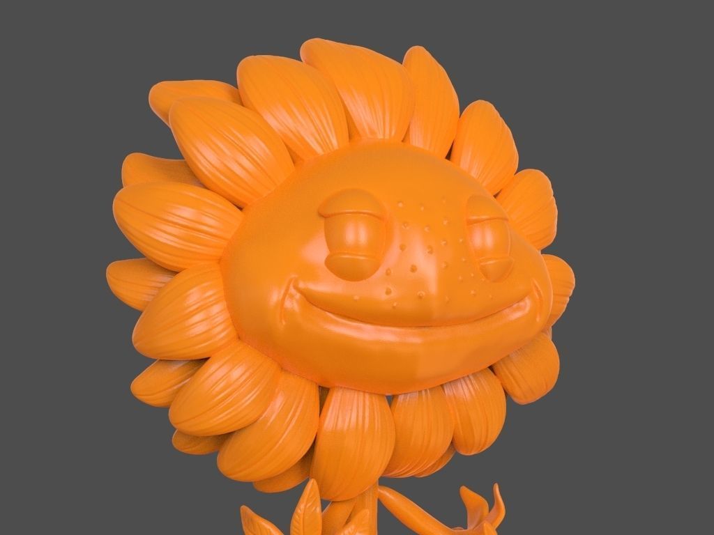 Sunflower from Plants VS Zombies and ZBrush timelapse 3D print model_10