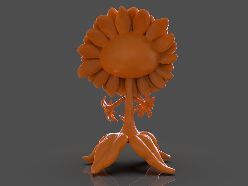 Sunflower from Plants VS Zombies and ZBrush timelapse 3D print model_5