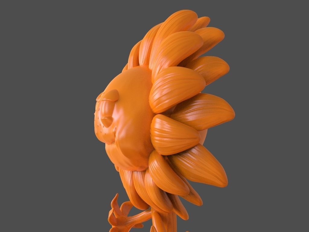 Sunflower from Plants VS Zombies and ZBrush timelapse 3D print model_16