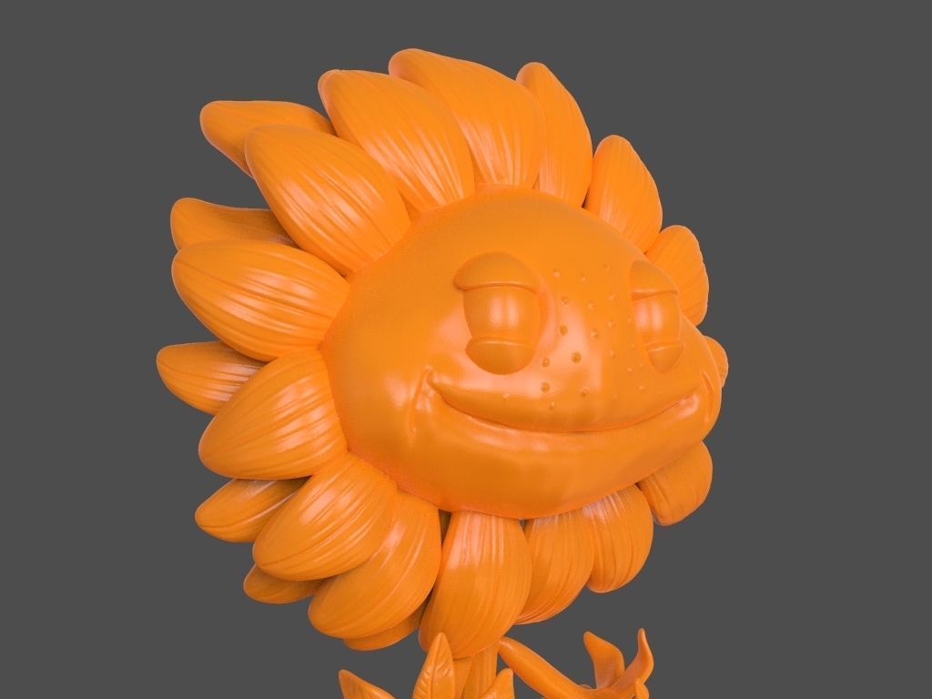Sunflower from Plants VS Zombies and ZBrush timelapse 3D print model_14