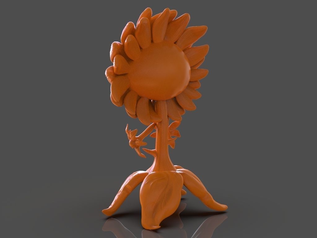 Sunflower from Plants VS Zombies and ZBrush timelapse 3D print model_4