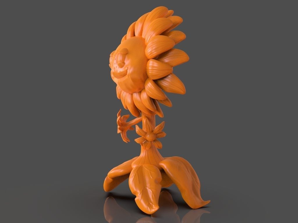 Sunflower from Plants VS Zombies and ZBrush timelapse 3D print model_2
