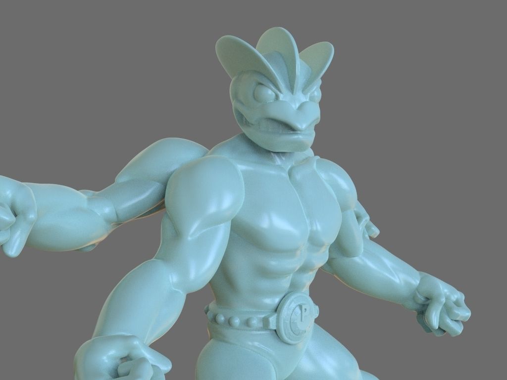 Pokemon Machamp Figurine and ZBrush Timelapse 3D print model_10