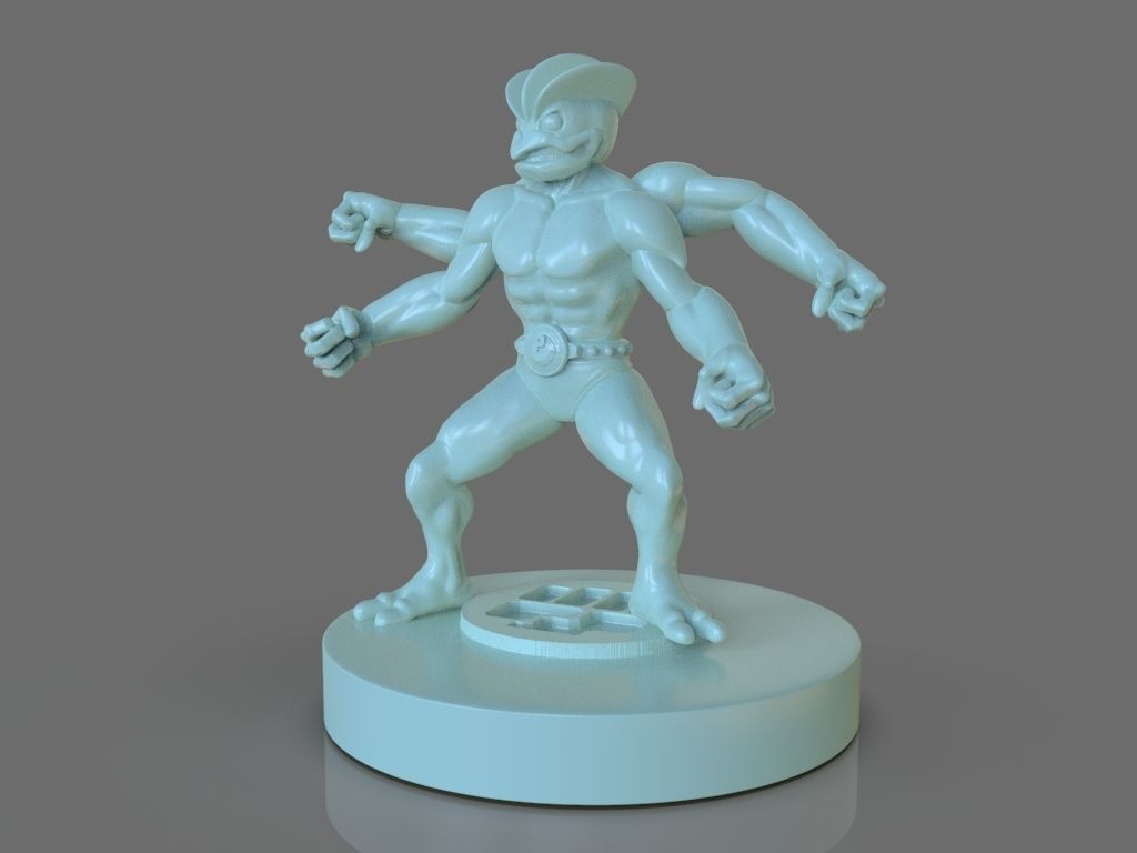 Pokemon Machamp Figurine and ZBrush Timelapse 3D print model_1