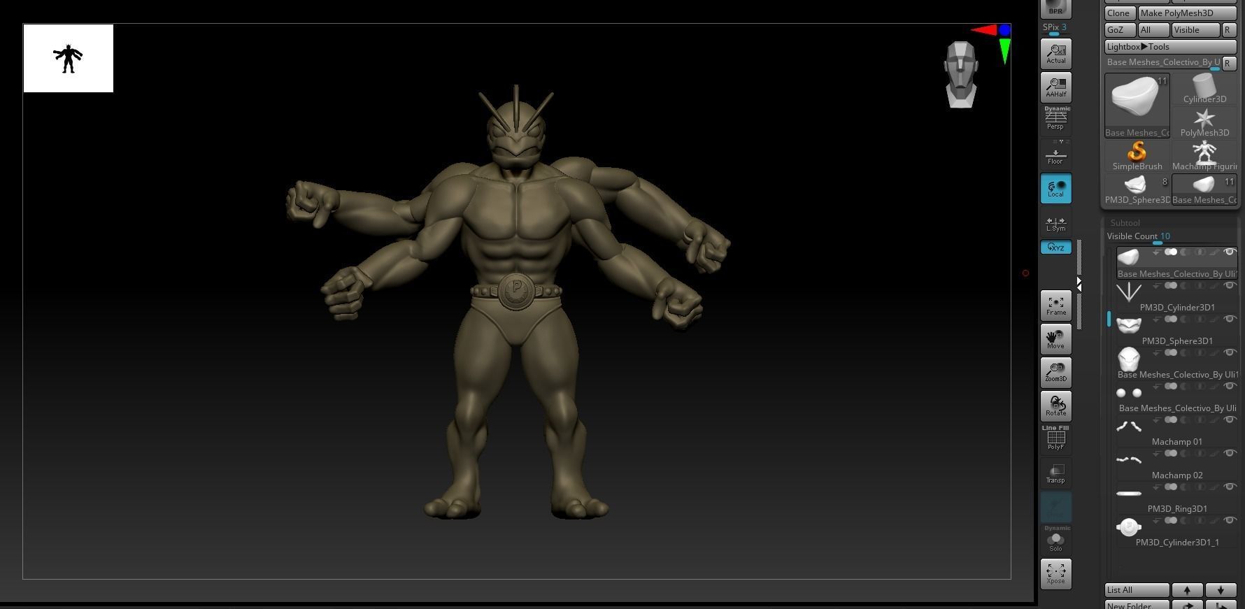 Pokemon Machamp Figurine and ZBrush Timelapse 3D print model_14