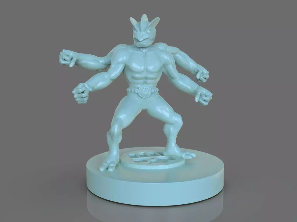 Pokemon Machamp Figurine and ZBrush Timelapse 3D print model_0