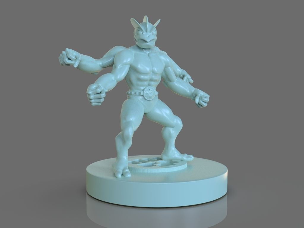 Pokemon Machamp Figurine and ZBrush Timelapse 3D print model_8