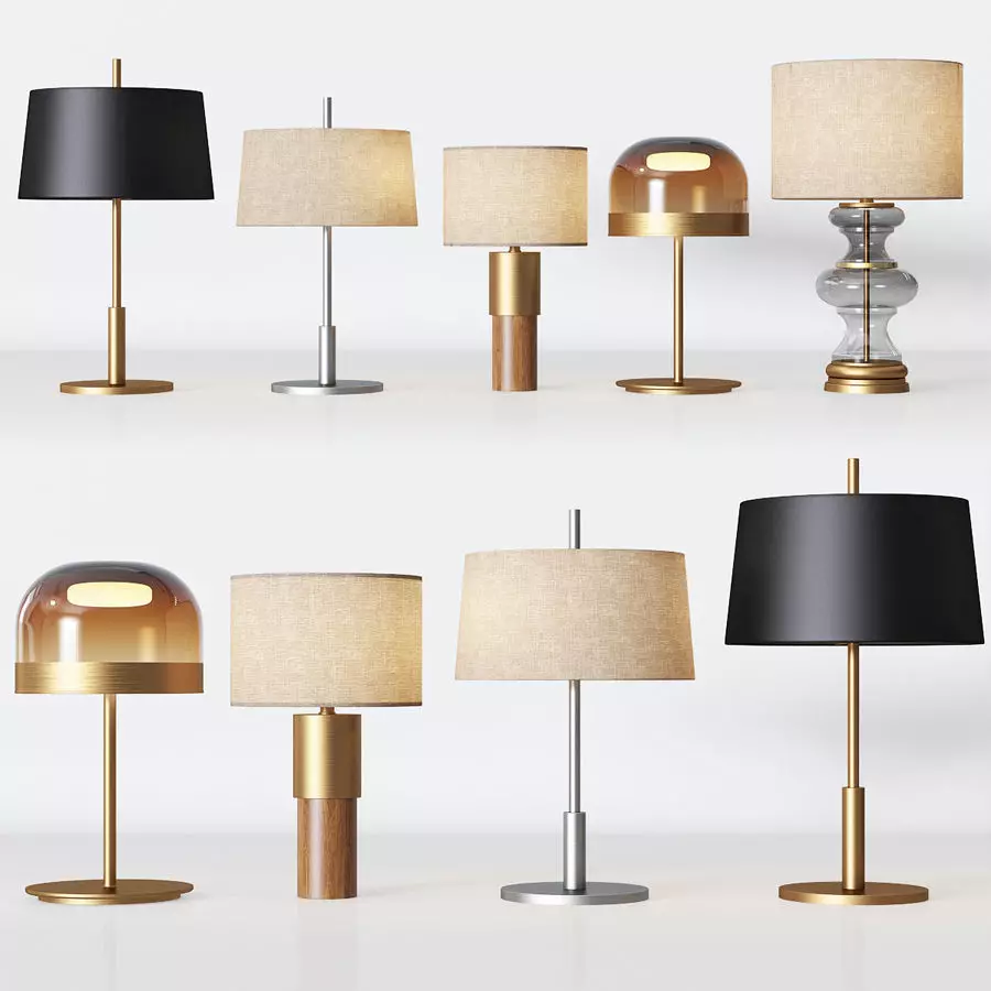 5 Table Lamps Set 1 3D model_0